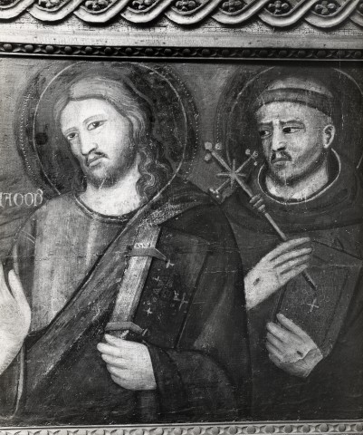 Anonimo — Pacino di Buonaguida - sec. XIV - San Giacomo e san Francesco d'Assisi — particolare, prima del restauro